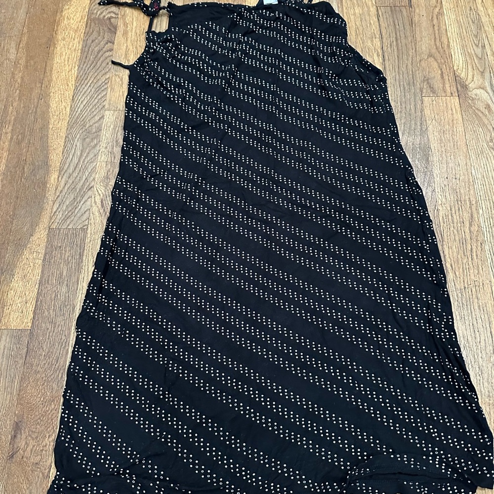 Black Sleeveless Dress with White Dots
